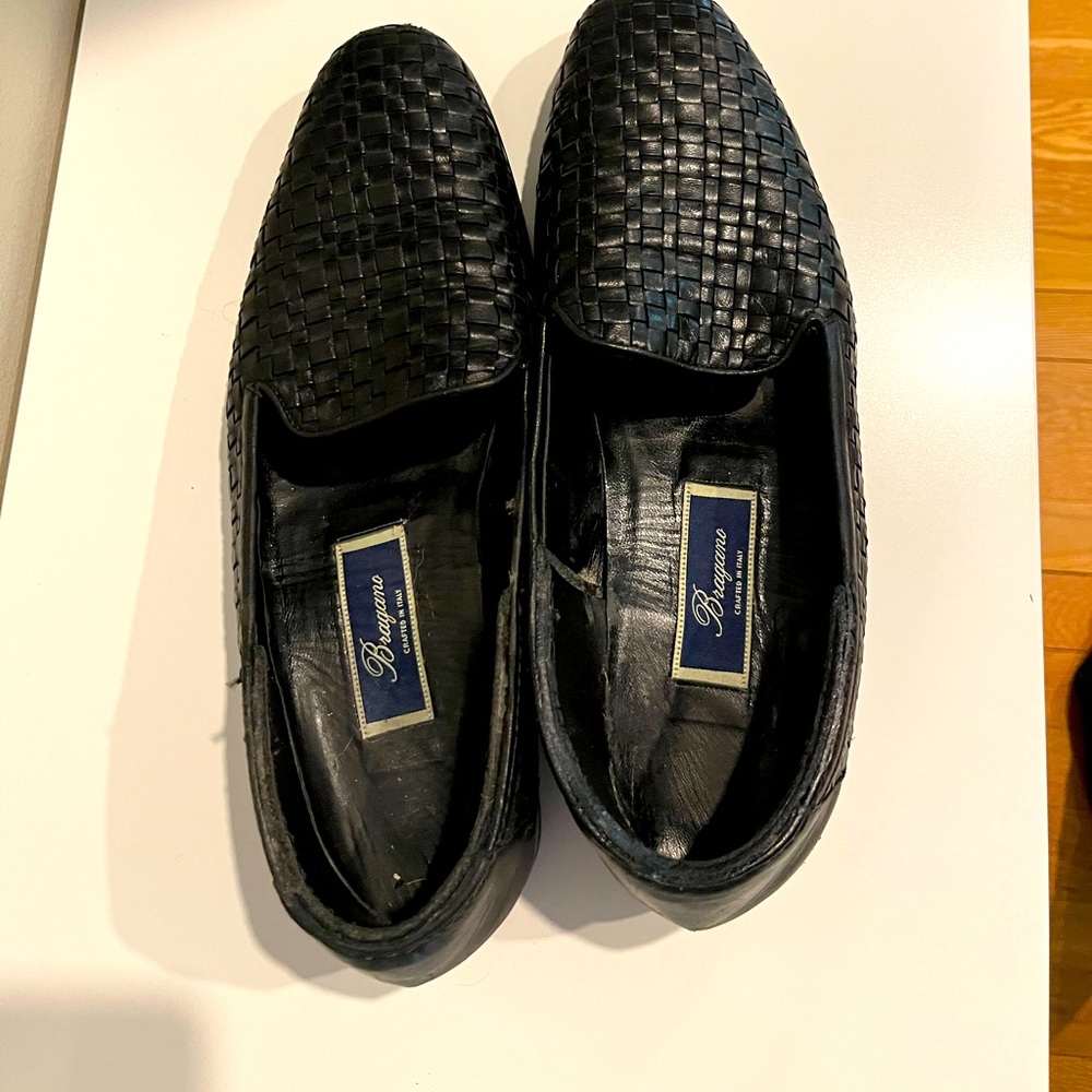 Cole Haan Black Woven Leather Slip-On Loafers